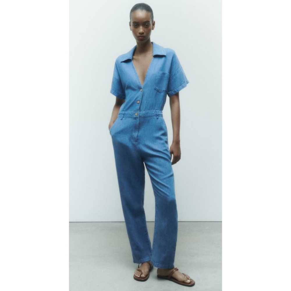 Zara Blue Denim Jumpsuit